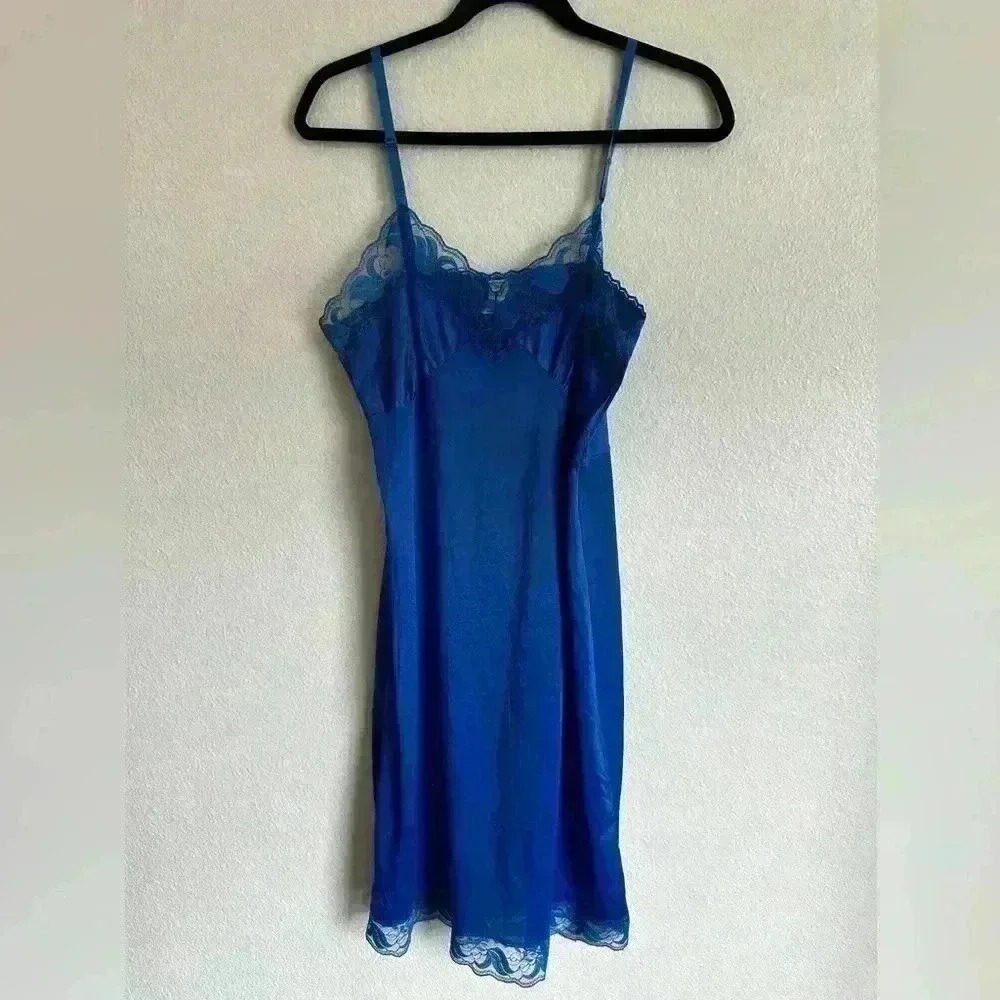 Vintage Bari‎ Slip Nightgown Dress SZ 36 Lace 50’s Fairycore Romantic Coquette